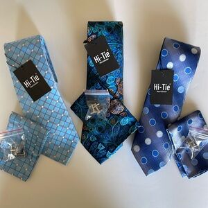 3 men’s Hi-Ties package with matching pocket hankies and cuff links